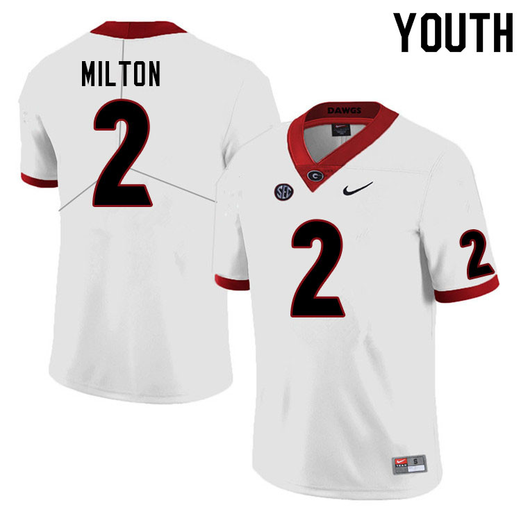 Youth #2 Kendall Milton Georgia Bulldogs College Football Jerseys Sale-White - Click Image to Close